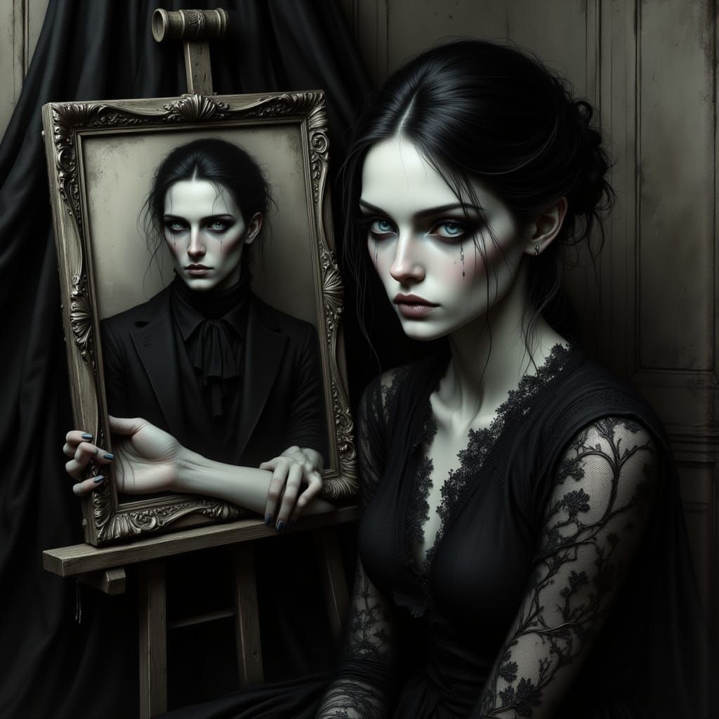 Surreal Portrait of a Woman in a State of Melancholy