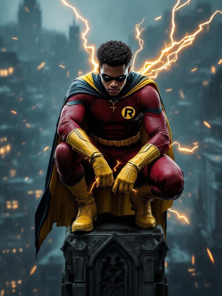 Dynamic Robin Poster: Wally West Above Gotham