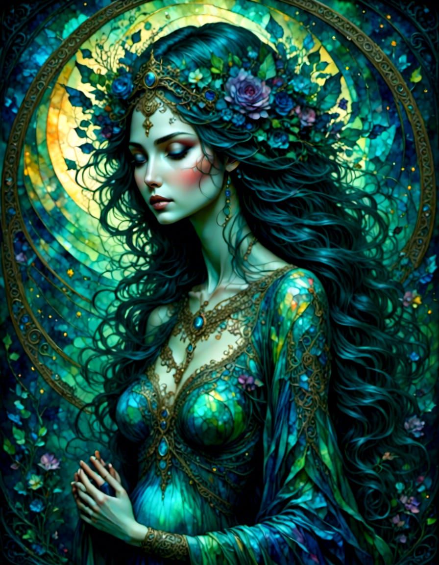 Pregnant Earth Mother in Surreal Fantasy Style