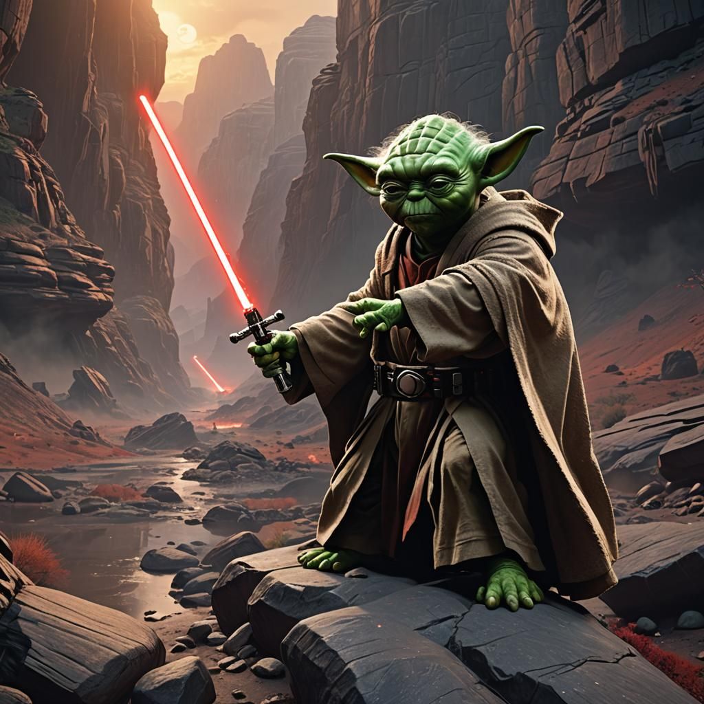 Yoda vs Sith Lord: Lightsaber Duel at Sunrise