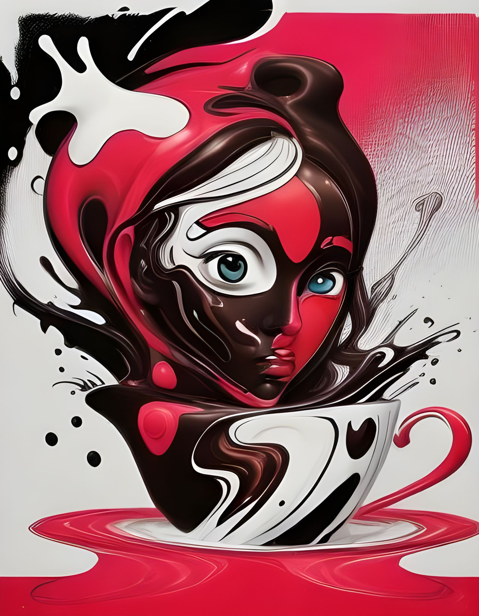 Chocolate Milk Woman: Modern Digital Illustration