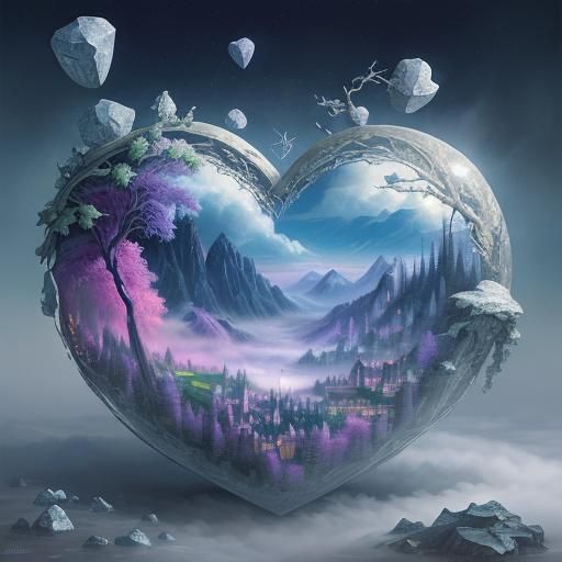 Ethereal Crystal Heart in Fantasy Style
