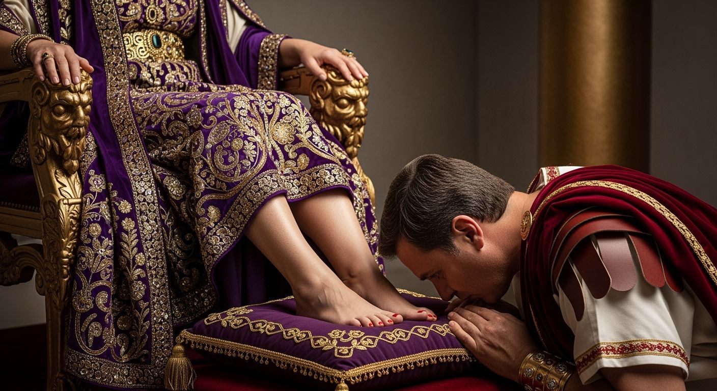 Roman Empress on Gold Throne in Photo-realistic Style