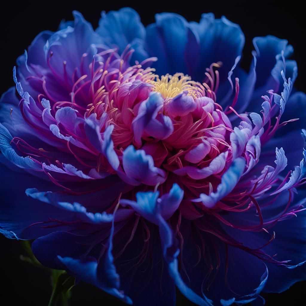 Bioluminescent Peony: Neon Botanical Art