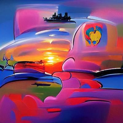 Psychedelic Sunset in Peter Max Style