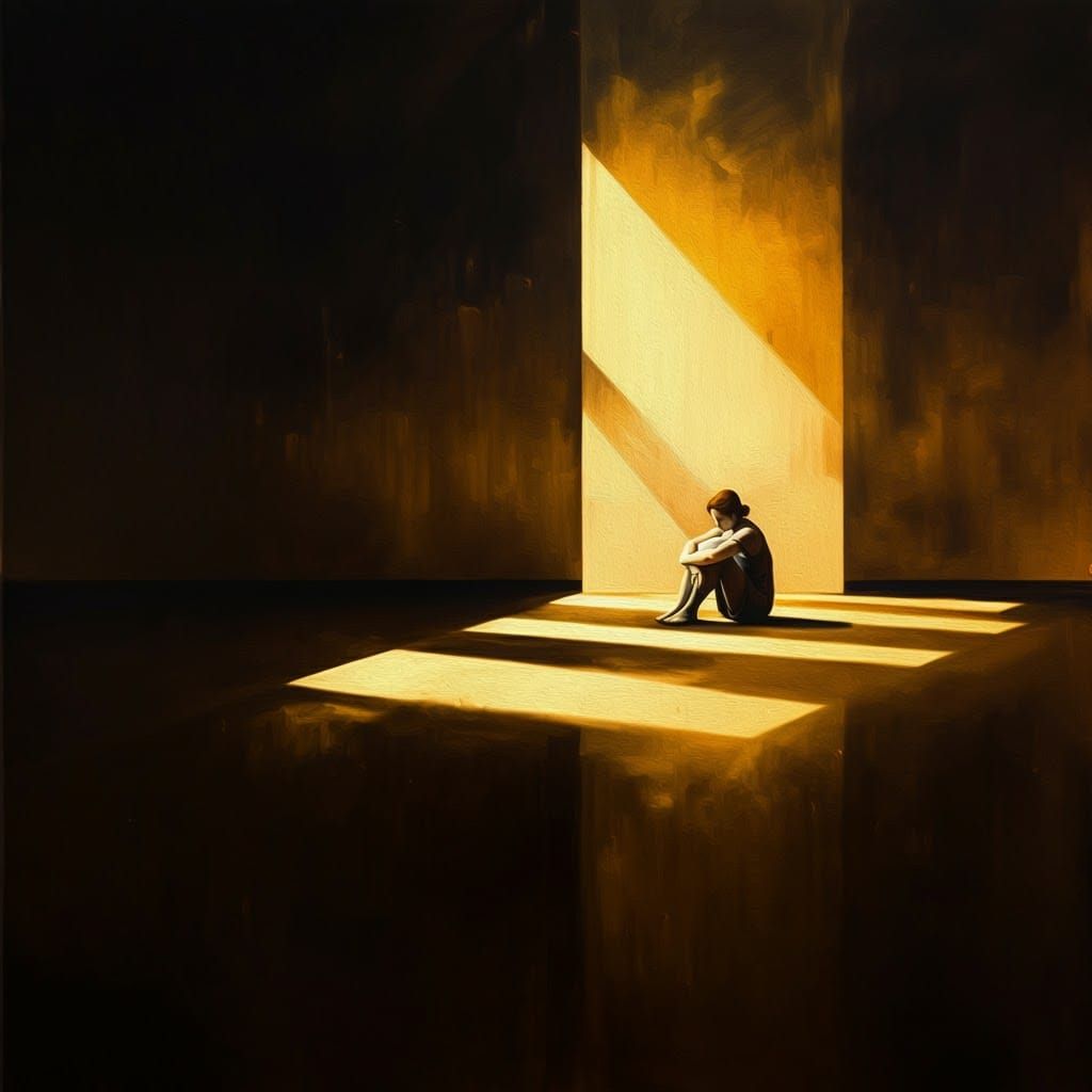 Contemplative Figure in Abstract Light