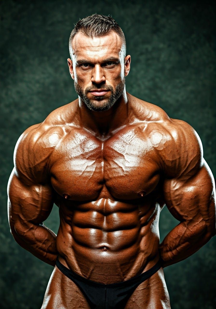 Photorealistic Portrait of a Hyper-Muscular Bodybuilder