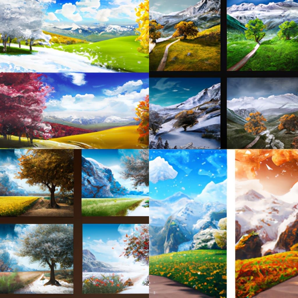 Four Seasons Landscape: A 16k Concept Art Masterpiece