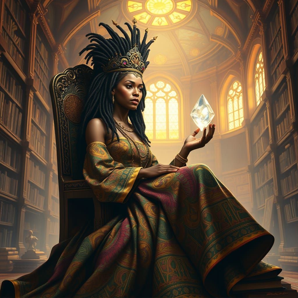 Majestic Queen Reigns in Afrofuturist Library