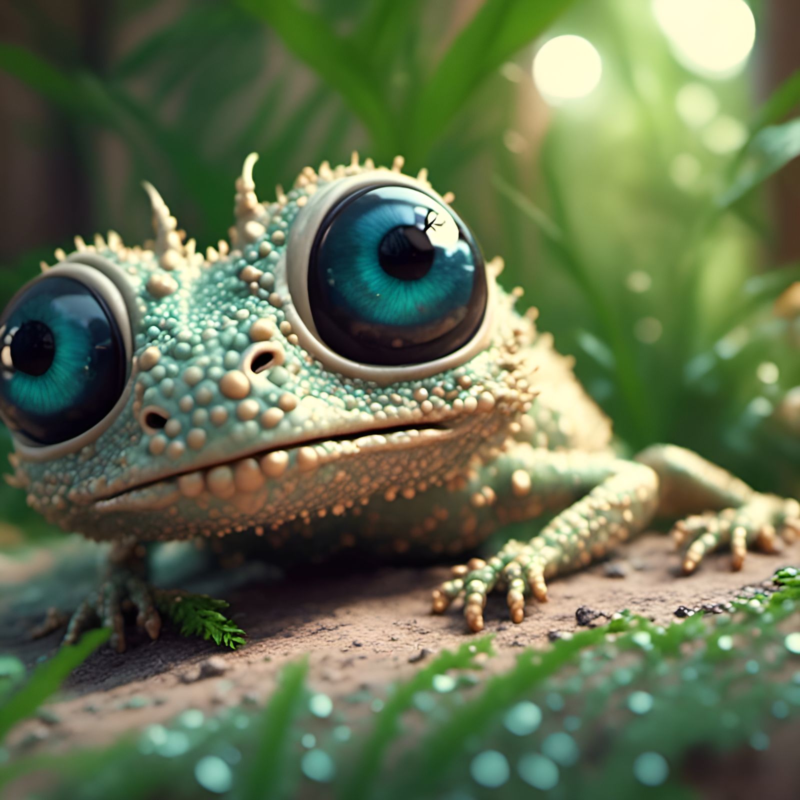 Lizard with Big Eyes in Smooth 3D Animation