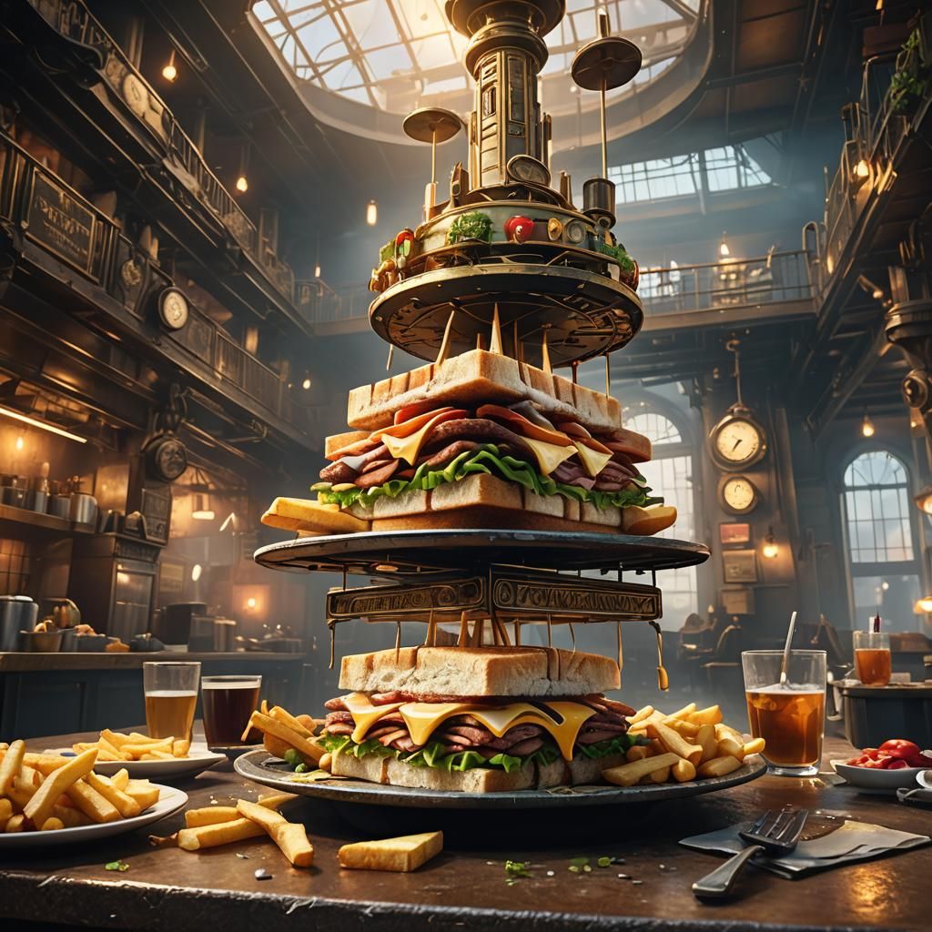 Steampunk Club Sandwich in Mystical Food Hall