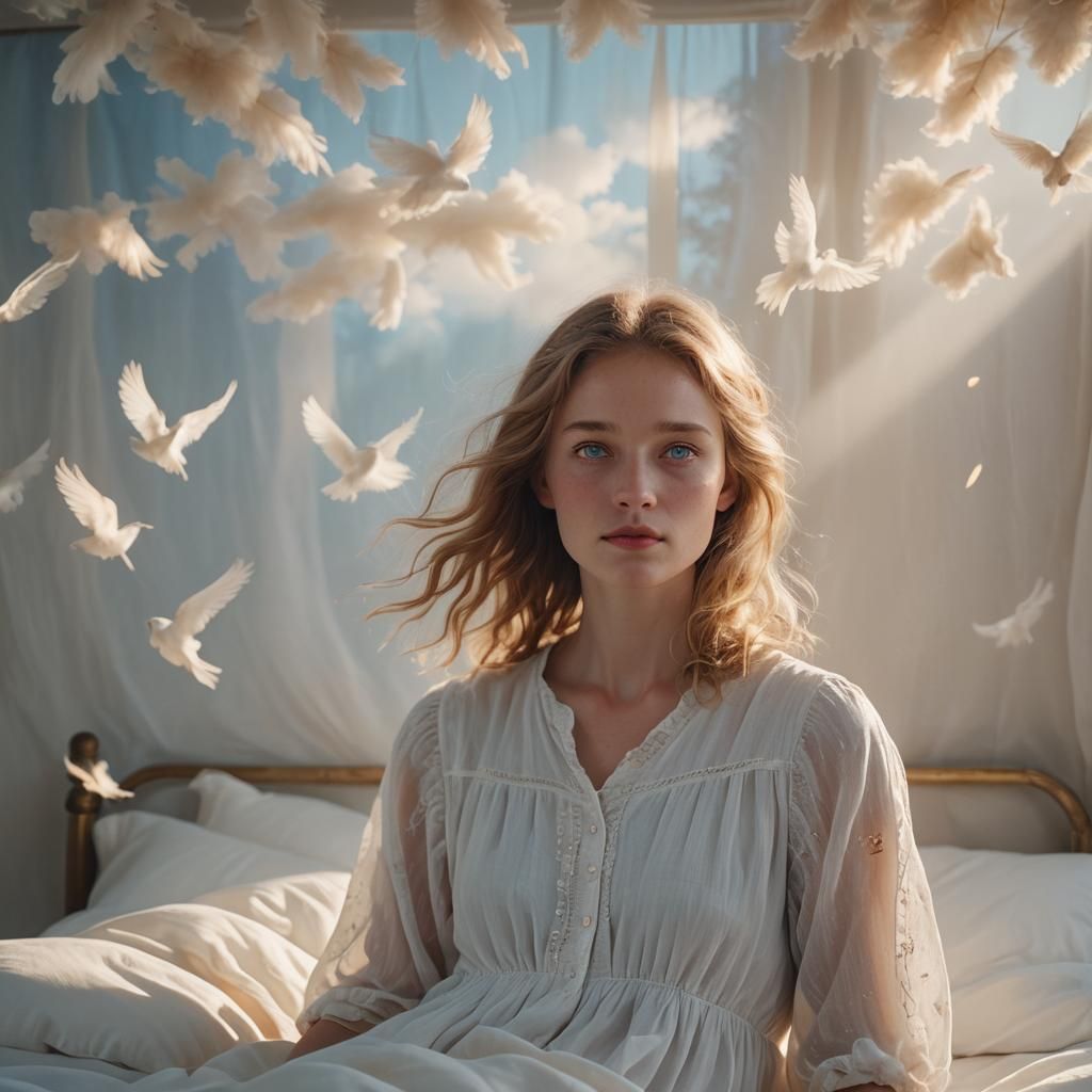 Blue-Eyed Somnambulist in Ethereal Light