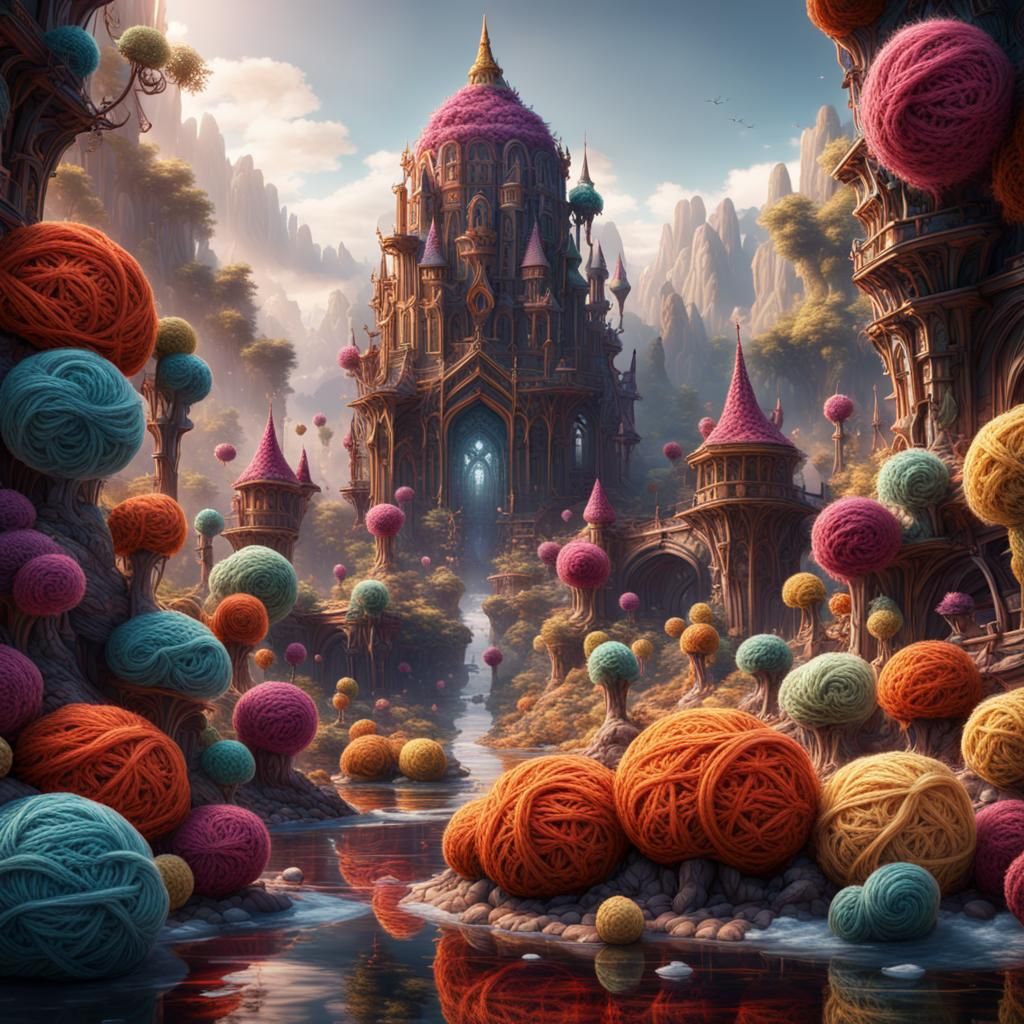 Intricate Crochet Design in Detailed Matte Painting