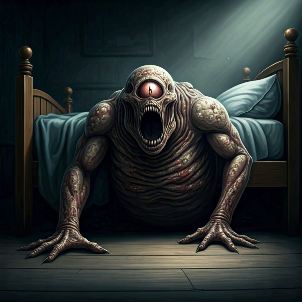 Terrifying One-Eyed Monster Emerges from Under Bed