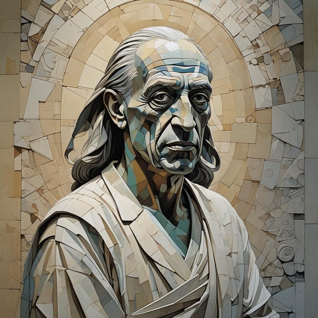 Rock Star in Cubist Style With Dynamic Lighting