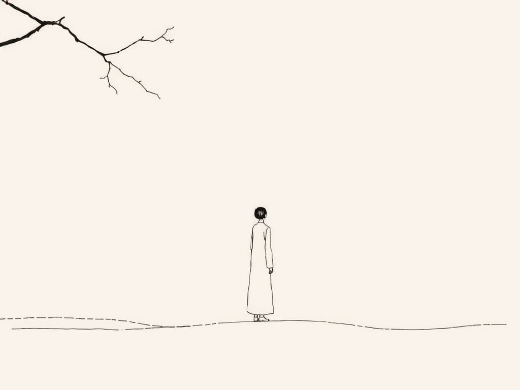 Contemplative Figure in Japandi Minimalism
