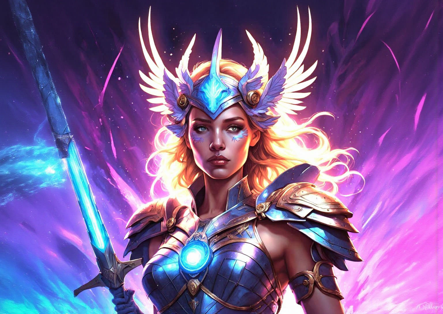 Valkyrie Warrior in Art Nouveau Dark Fantasy Style