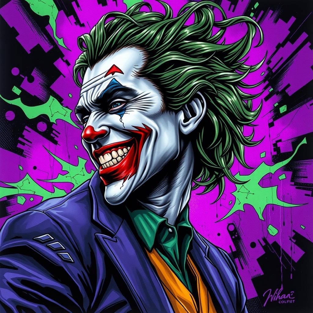 Haunting Joker Ink Portrait in Junji Ito Style