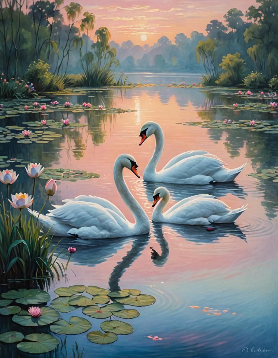 Harmony and Love on a Serene Lake