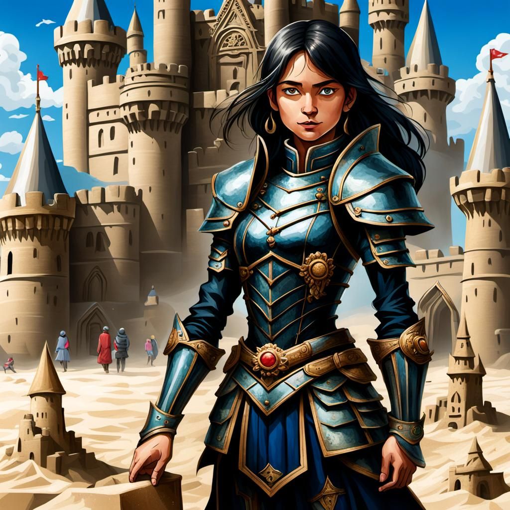 Simple Sand Castles on a Beach