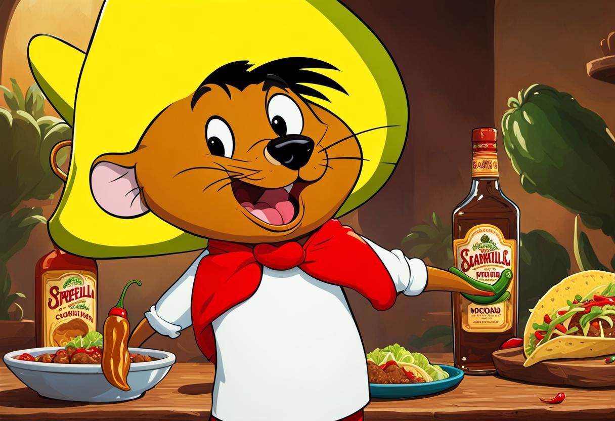 Speedy Gonzales in a Hyperrealistic Mexican Cantina