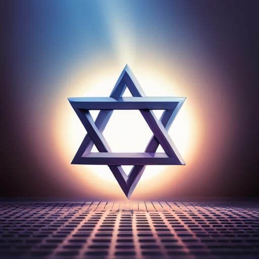 Blue and White Star of David: 3D Digital Art
