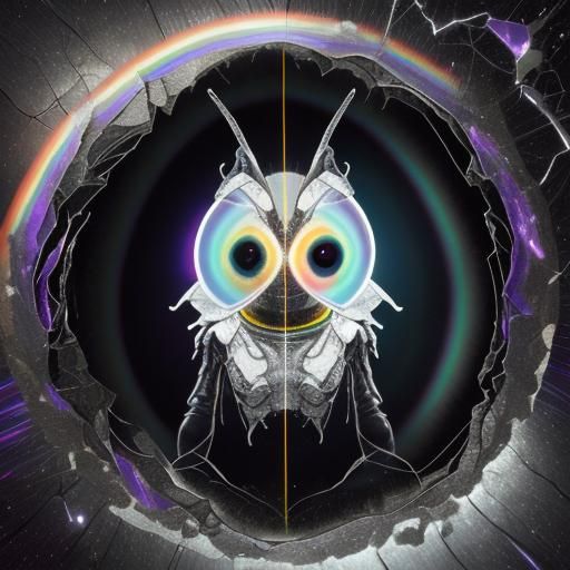 Bee Butterfly Android Emerges from Spacetime