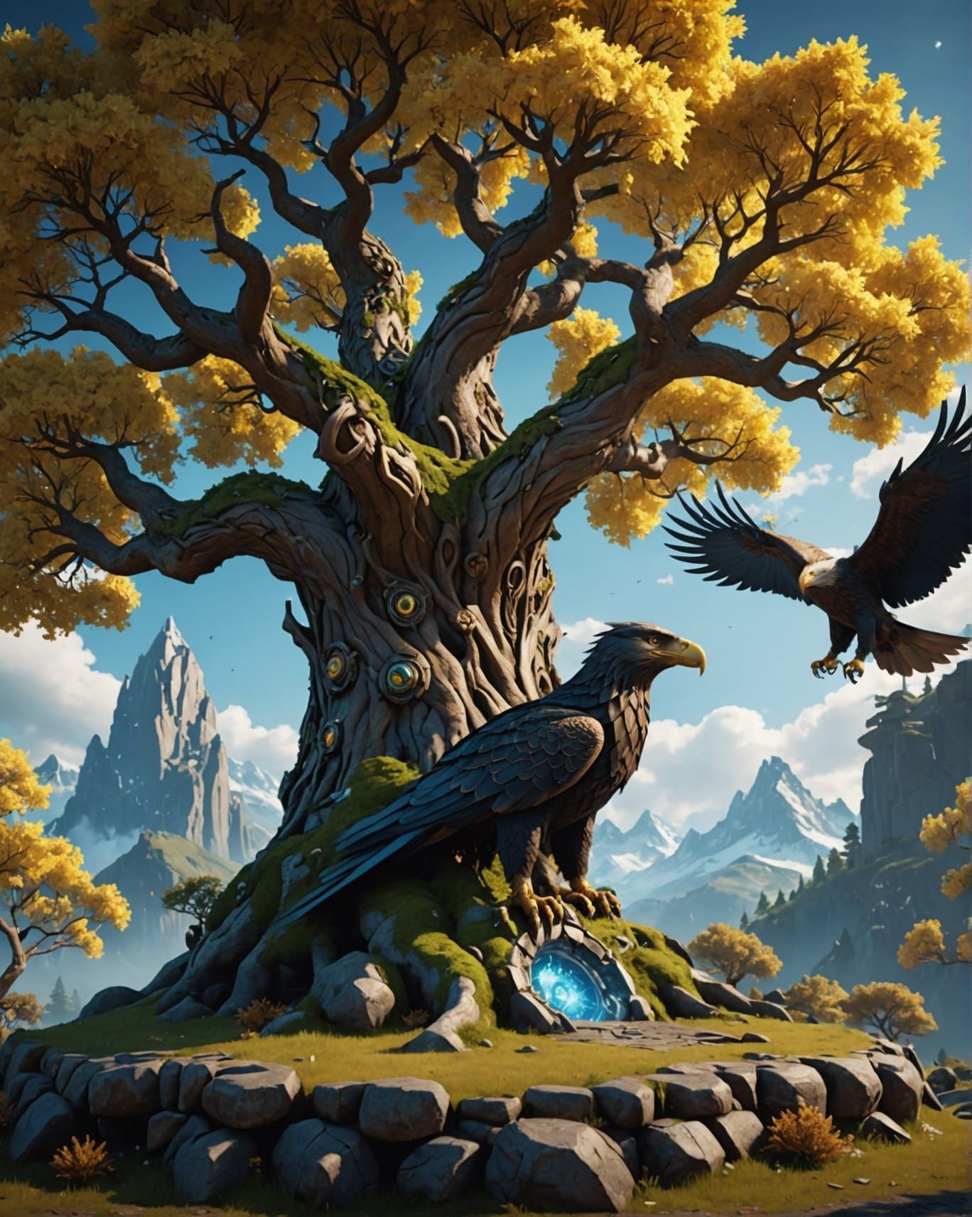 Yggdrasil: Norse World Tree in 3D Game Style