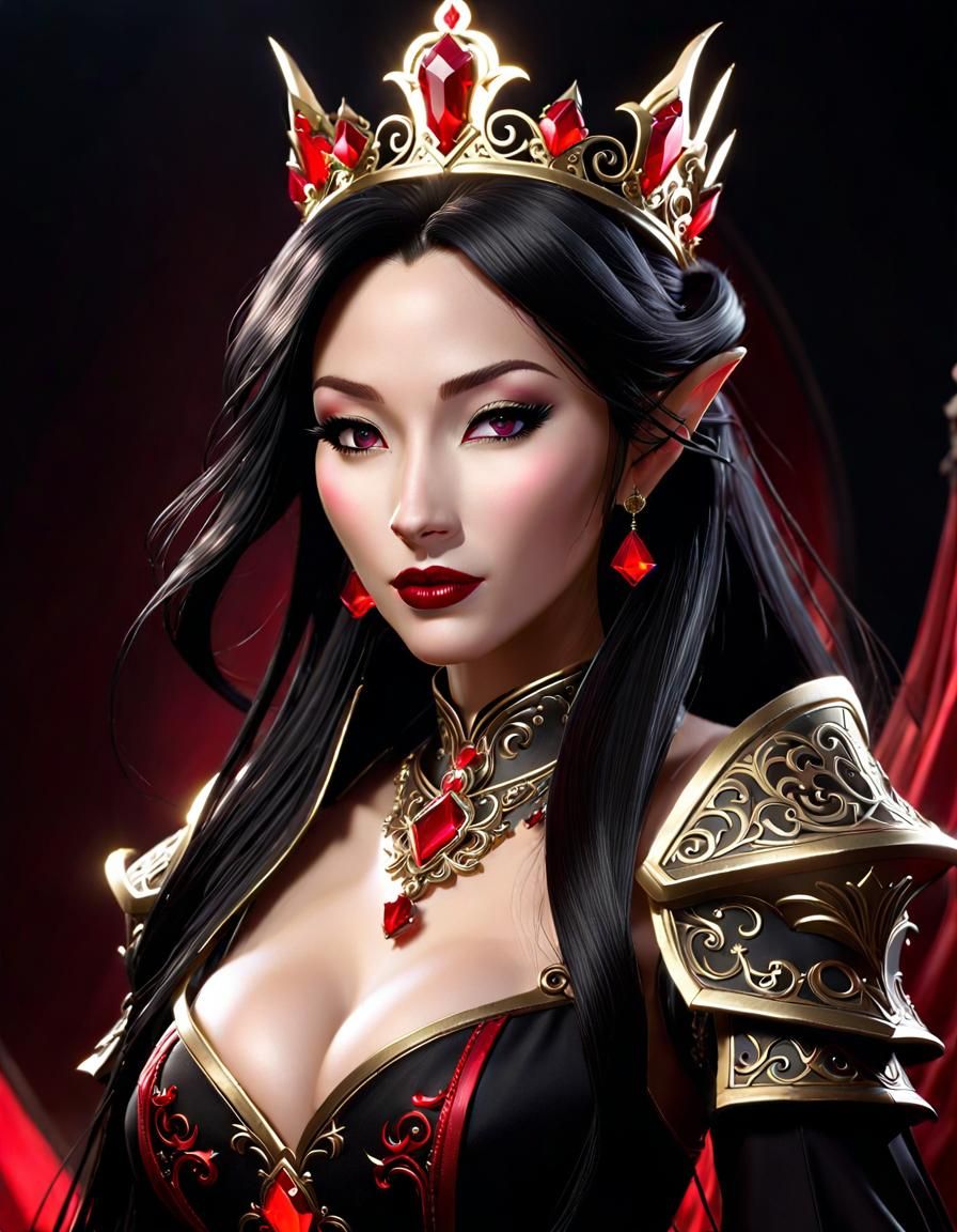 Evil Princess Near Sunwell in Watercolor Style