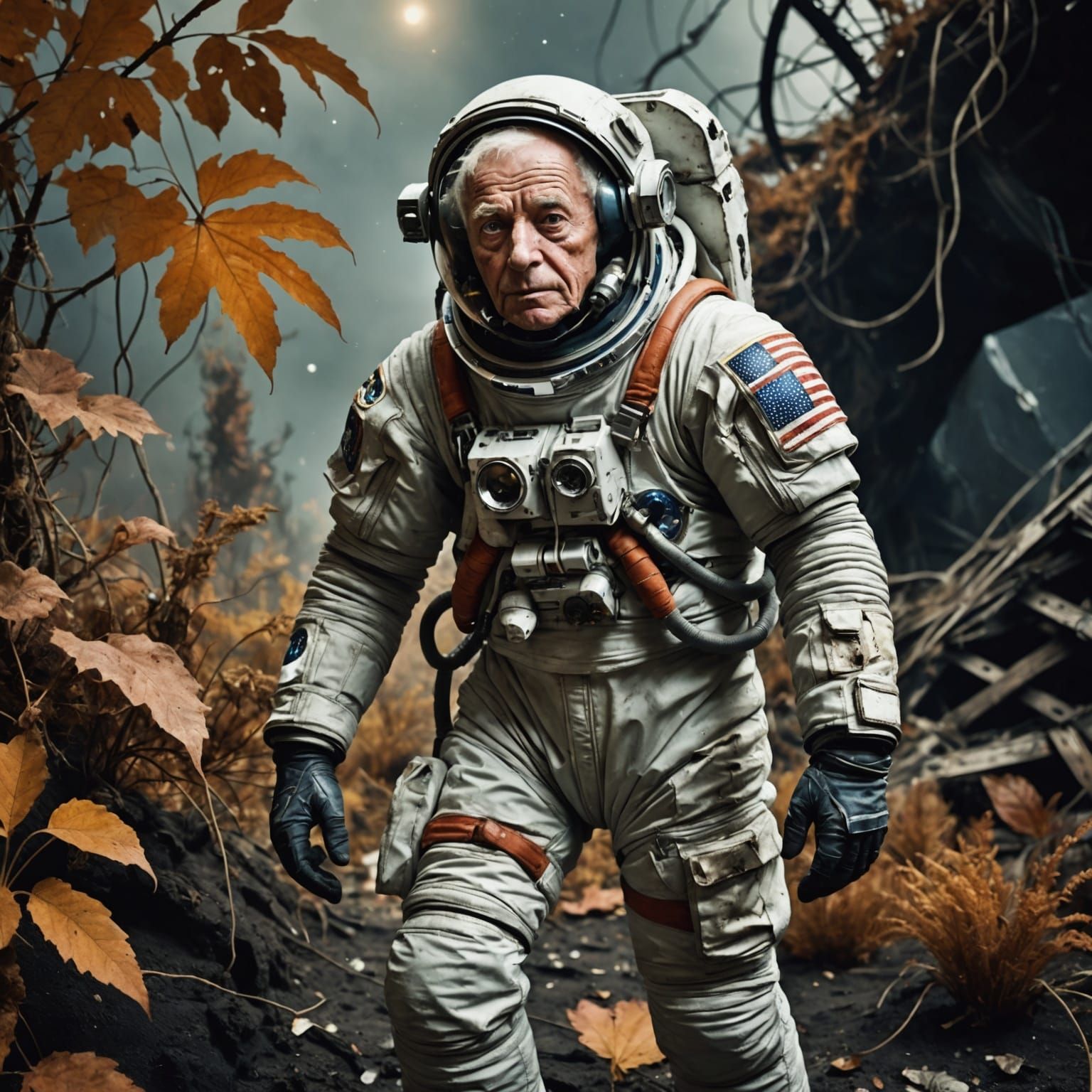 Surreal Astronaut on Alien Planet in Dark Fantasy Style