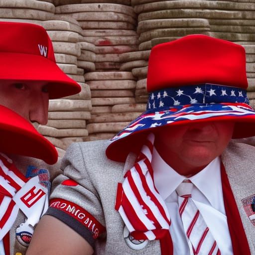 American Warriors in Red Fez Hats: Hyperrealistic HDR Image