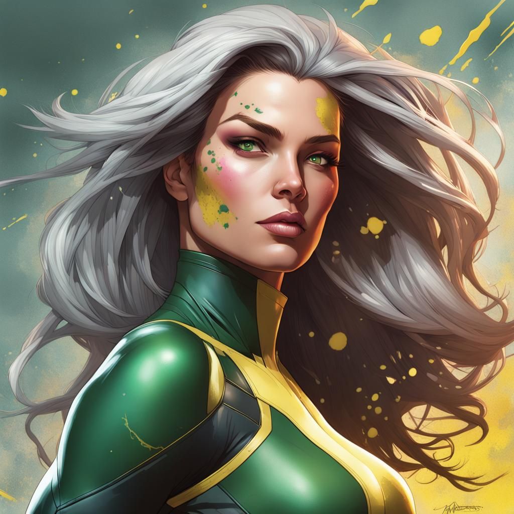 X-Men Rogue Splatter Art Portrait