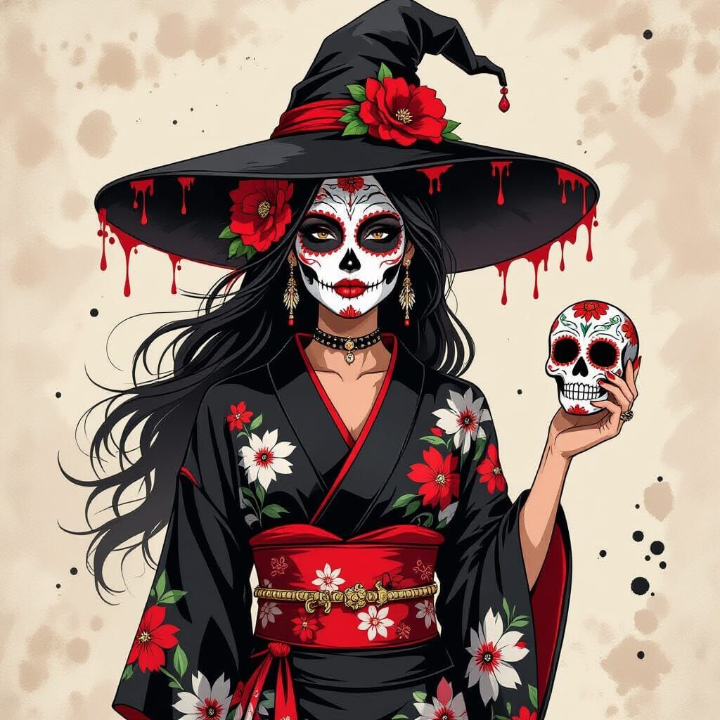 Mystical Woman with Sugar Skull Face Paint