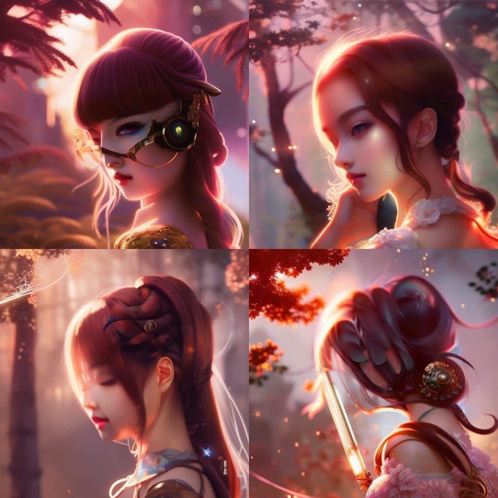 Sparkly Eyed Girl Portrait in Anime Style