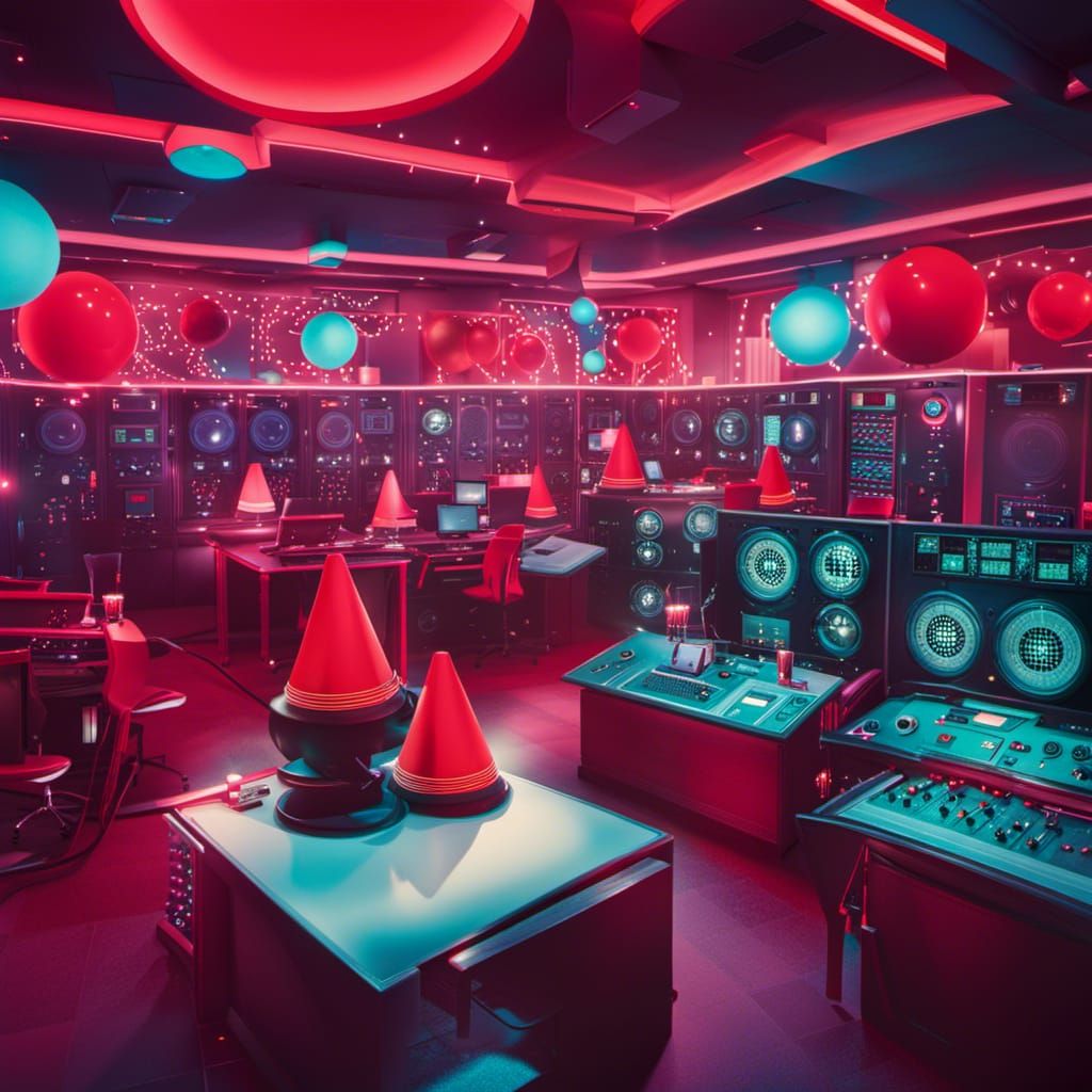 Retro Nuclear Reactor Office Party in 80s Style