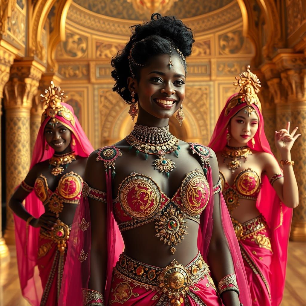 Futuristic Arabic Princess in Opulent Caliph's Court