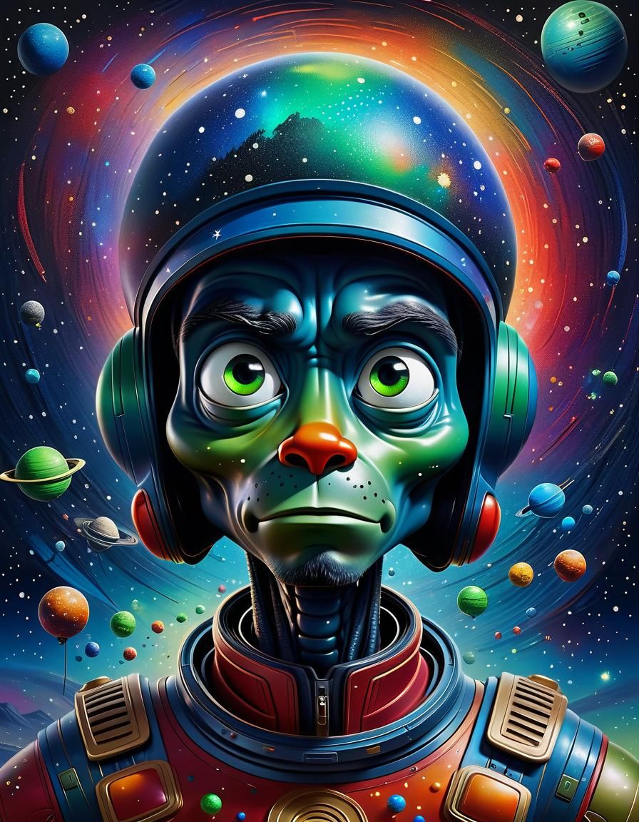 Surreal Galactic Portrait of Marvin the Martian