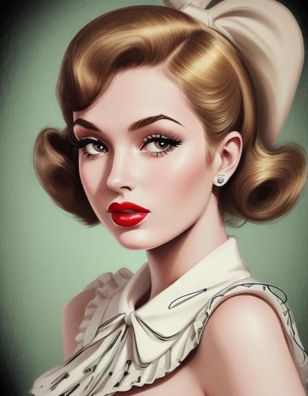 Canary in 50's Fashion Illustration Portrait
