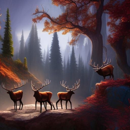 Detailed Matte Painting of an Elk