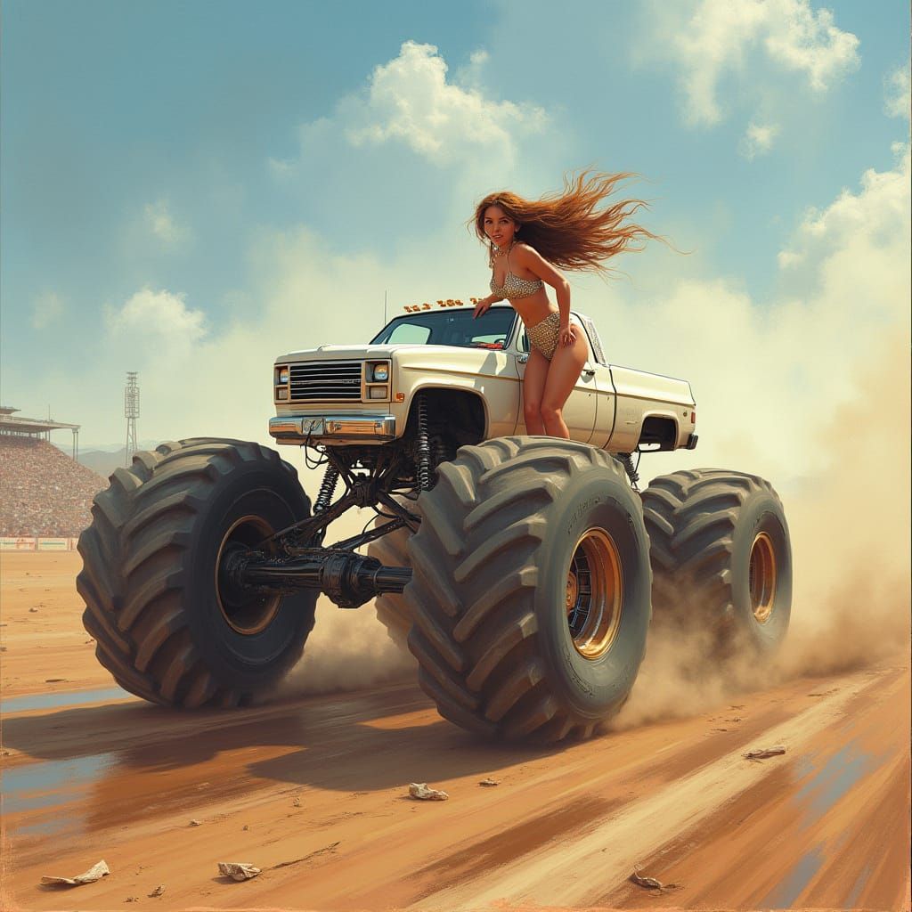 Futuristic Women in Monster Truck Derby