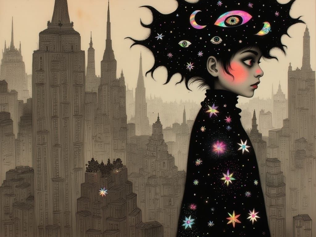 Art Deco Metropolis in Surrealist Style