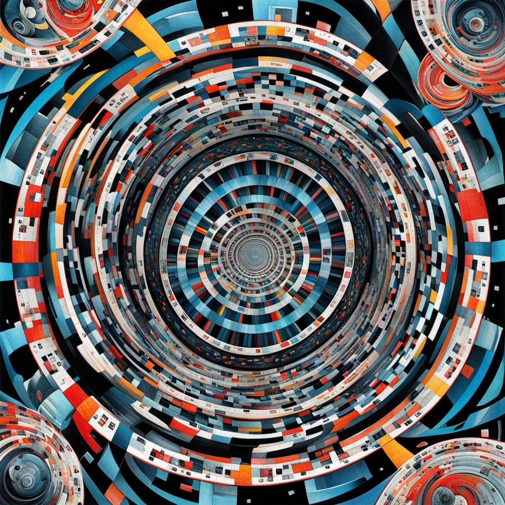 Infinity Looping Illusion in Non-Euclidean Geometry