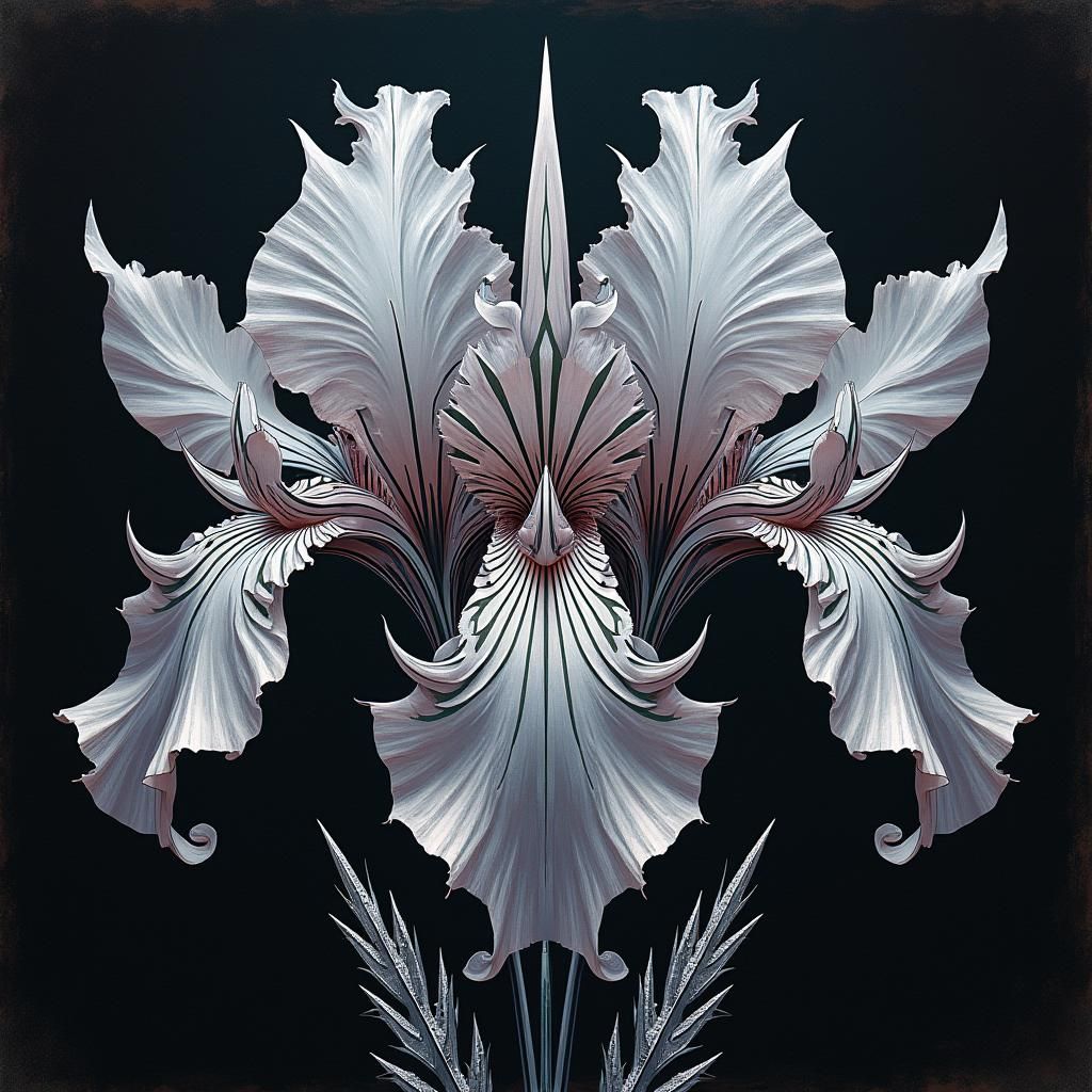 Iridescent Iris Flowers with Tribal Tattoo Elements