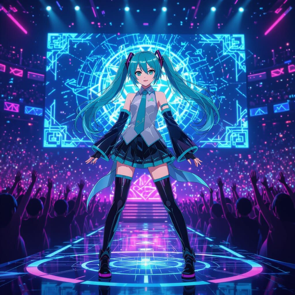 Hatsune Miku Holographic Concert in Anime Style