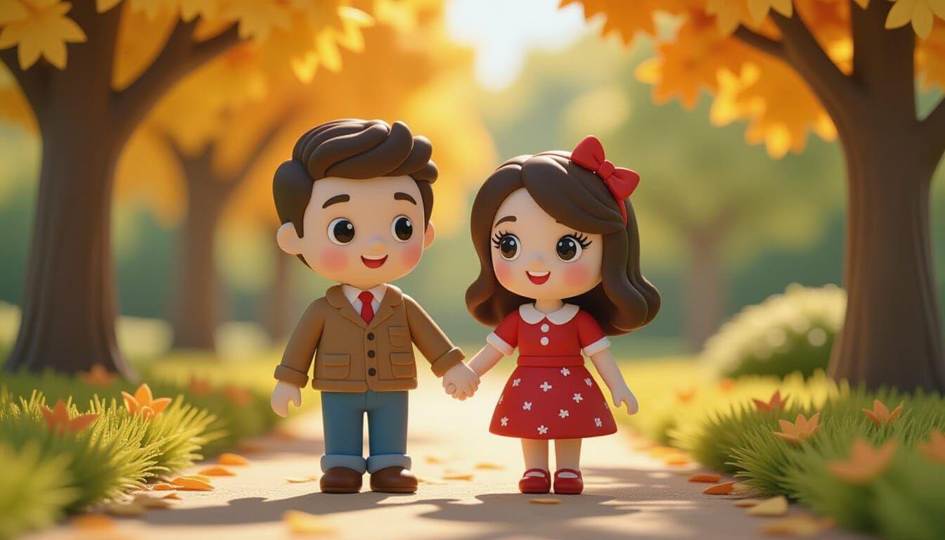 Clay figurines of a couple in love