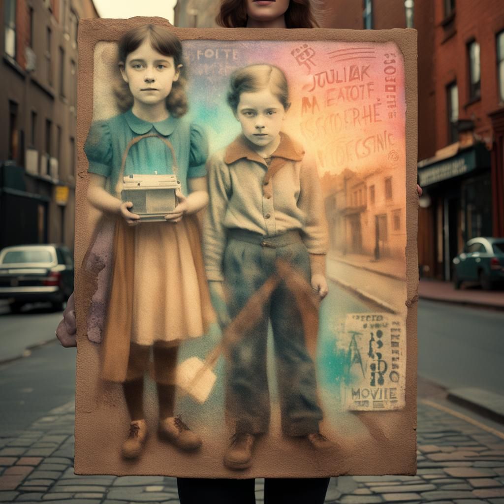 Retro Chalk Art Movie Poster in a Vintage Street Scene