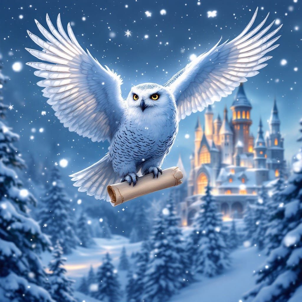 Majestic Snow Owl Soars Through Winter Wonderland in Armor