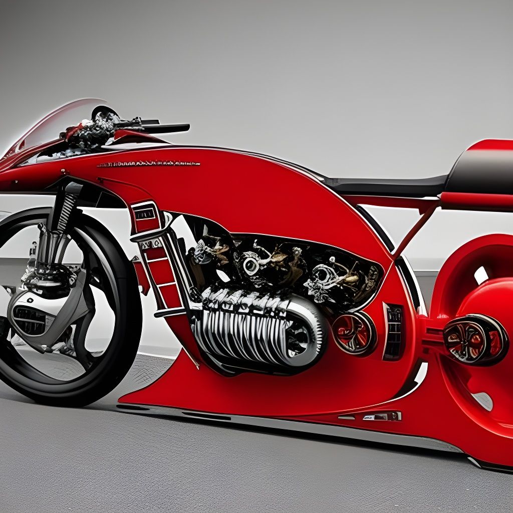 Steampunk Ferrari Hyperbike with Red Finish