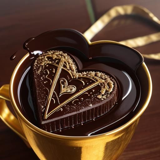 Decadent Chocolate Heart with Gold Dust in Still Life