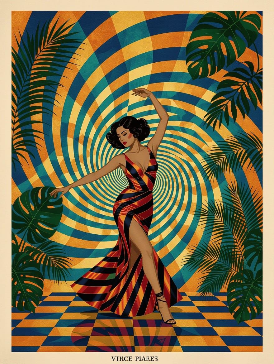 Mambo Dancer in a Kaleidoscopic Vortex
